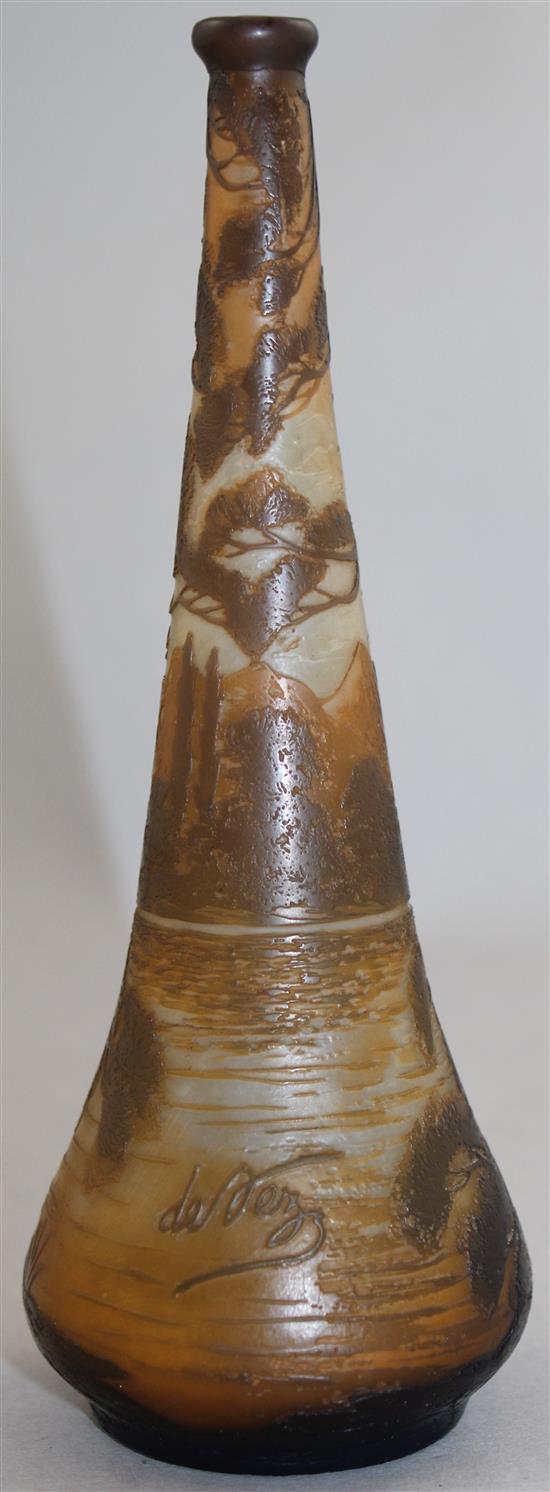 A Devez cameo glass bottle vase, c.1900, 18cm